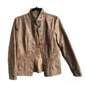 Anthracite Snake Print Military-Style Jacket | Size 6 | Like New